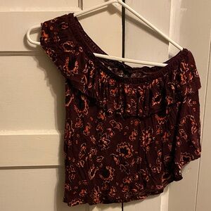 Aeropostale Burgundy Floral Crop Top